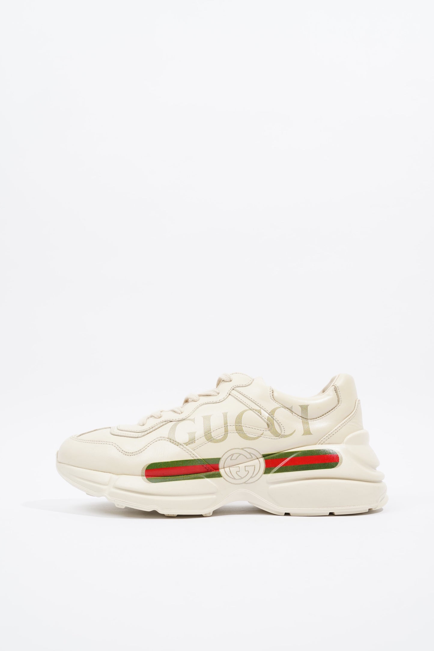 Gucci Rhyton Logo Beige / Red / Green Leather EU 40 UK 7