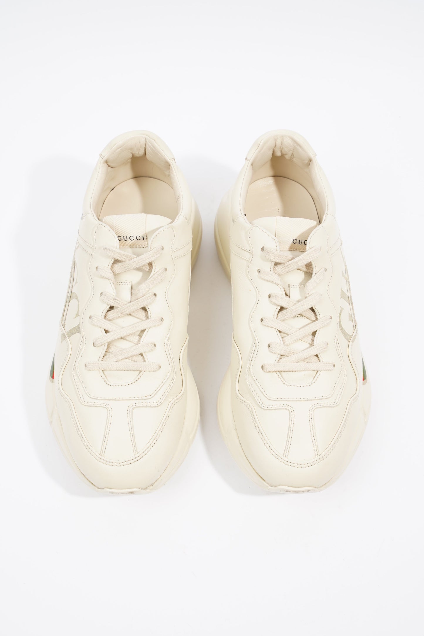 Gucci Rhyton Logo Beige / Red / Green Leather EU 40 UK 7