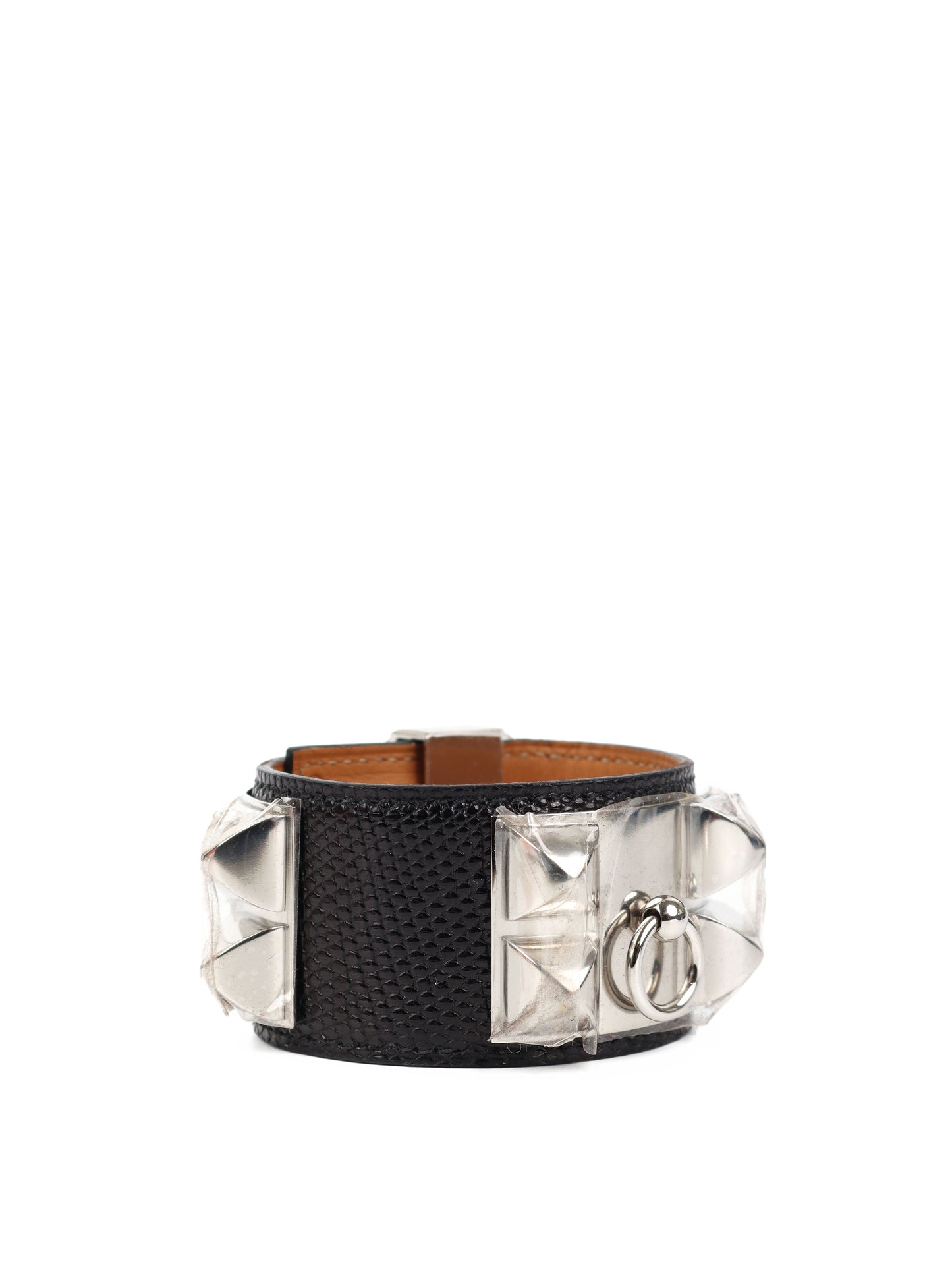 Hermes Noir Lizard Collier de Chien Bracelet