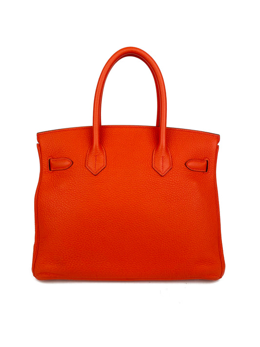 Hermes 8V Orange Poppy 30 Birkin Bag