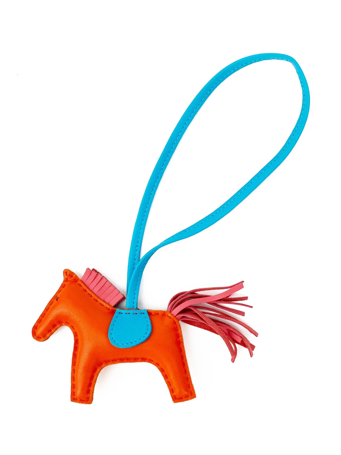 Hermes Orange Poppy & Zanzibar Rose Rodeo PM Bag Charm