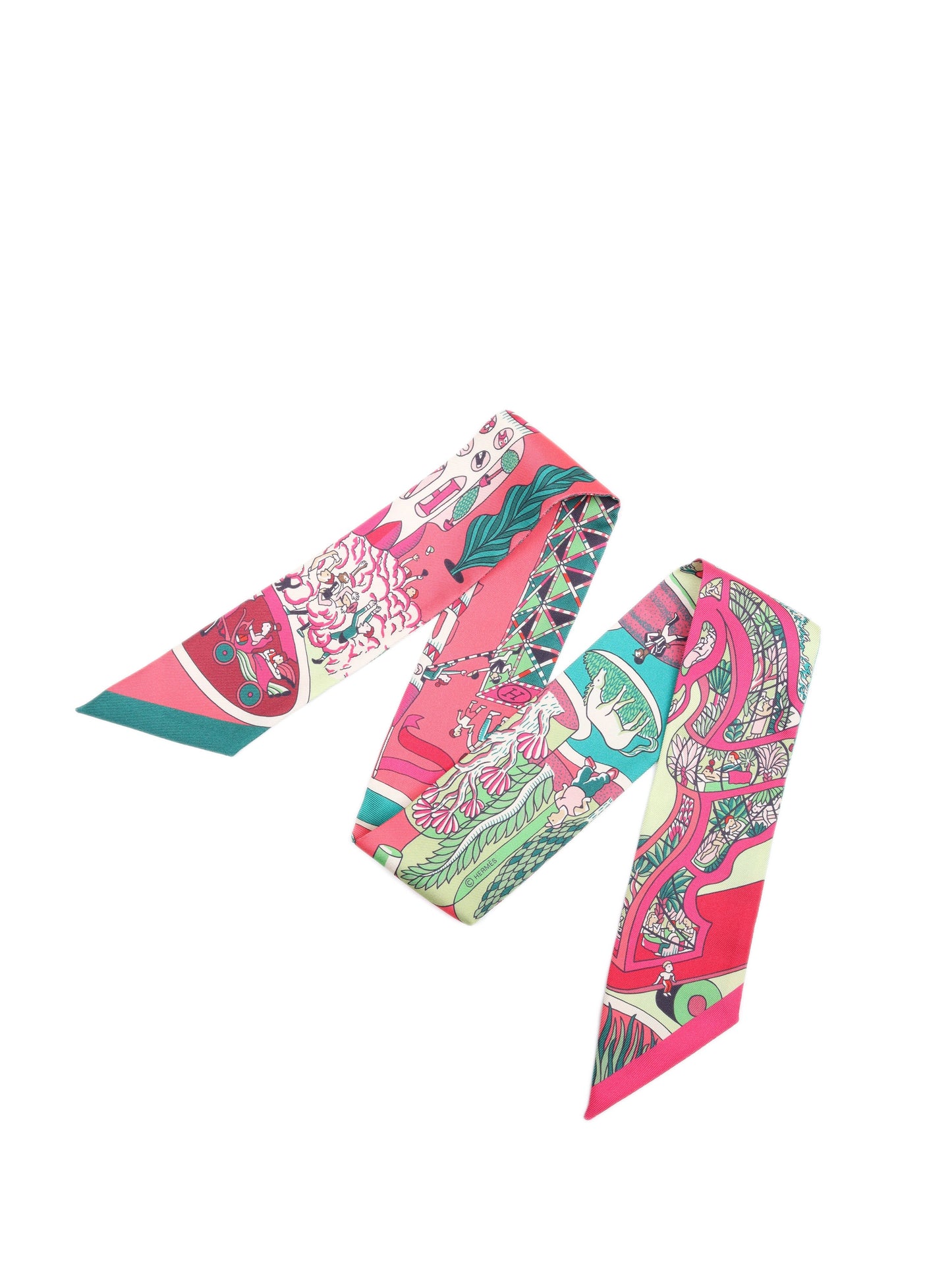 Hermes Pink and Green Twilly