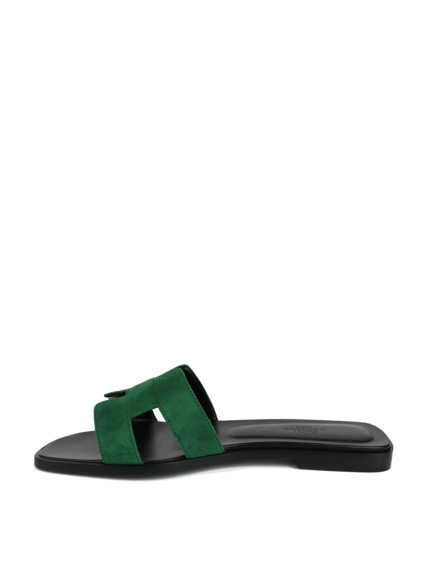 Hermes Vert Electrique Oran Sandals 37.5