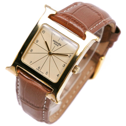 HERMES Watches Quartz RS1.501 Stainless Steel, Plated Gold, Leather Brown Ramsus H watch gold dial mens Used