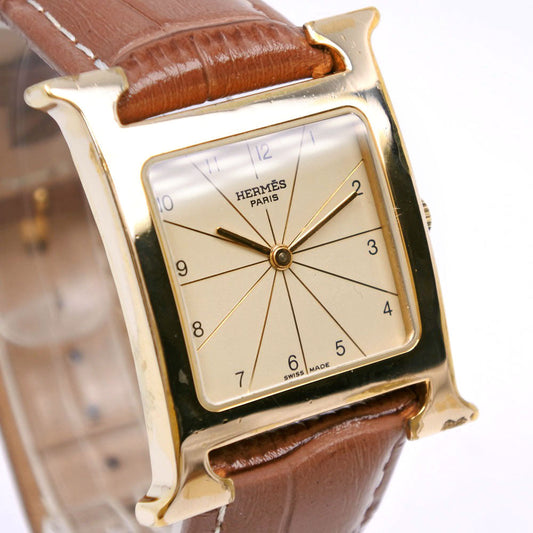 HERMES Watches Quartz RS1.501 Stainless Steel, Plated Gold, Leather Brown Ramsus H watch gold dial mens Used