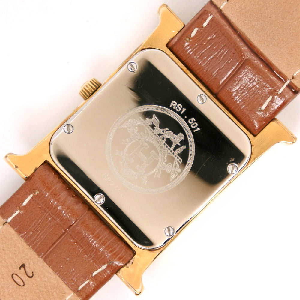 HERMES Watches Quartz RS1.501 Stainless Steel, Plated Gold, Leather Brown Ramsus H watch gold dial mens Used