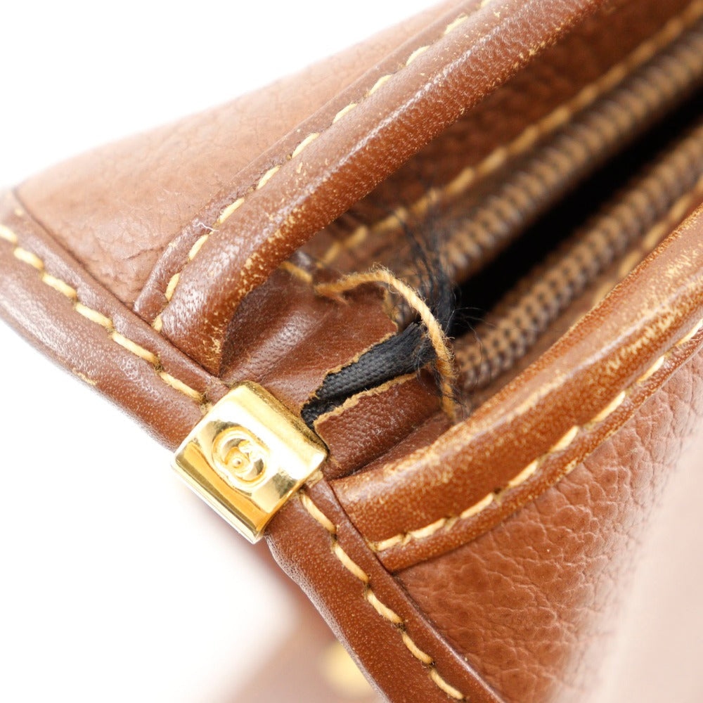 GUCCI Shoulder Bag 001.084.1036 Calfskin Brown Old Gucci Interlocking G Women Used