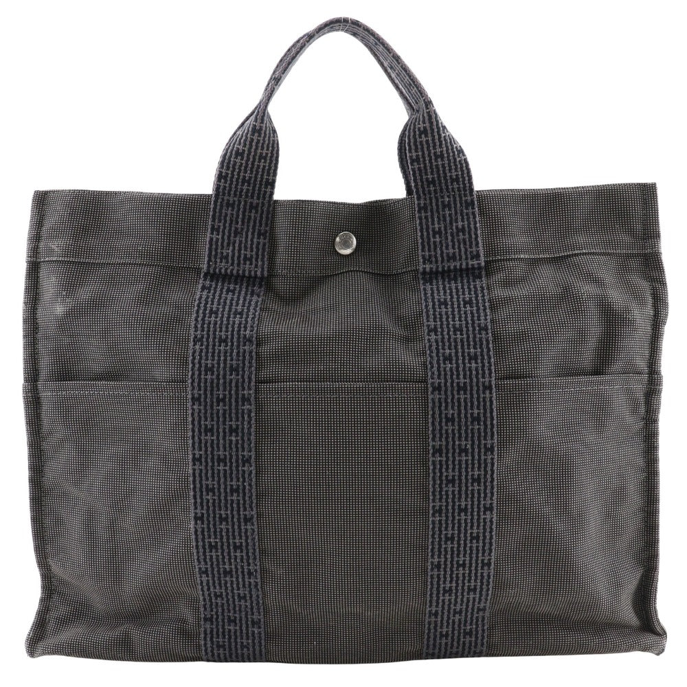 HERMES Handbag Nylon canvas gray Her LineTote MM unisex(Unisex) Used