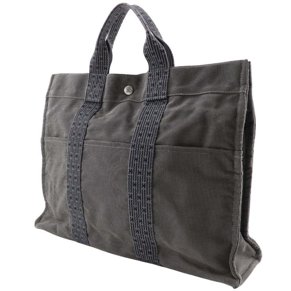 HERMES Handbag Nylon canvas gray Her LineTote MM unisex(Unisex) Used