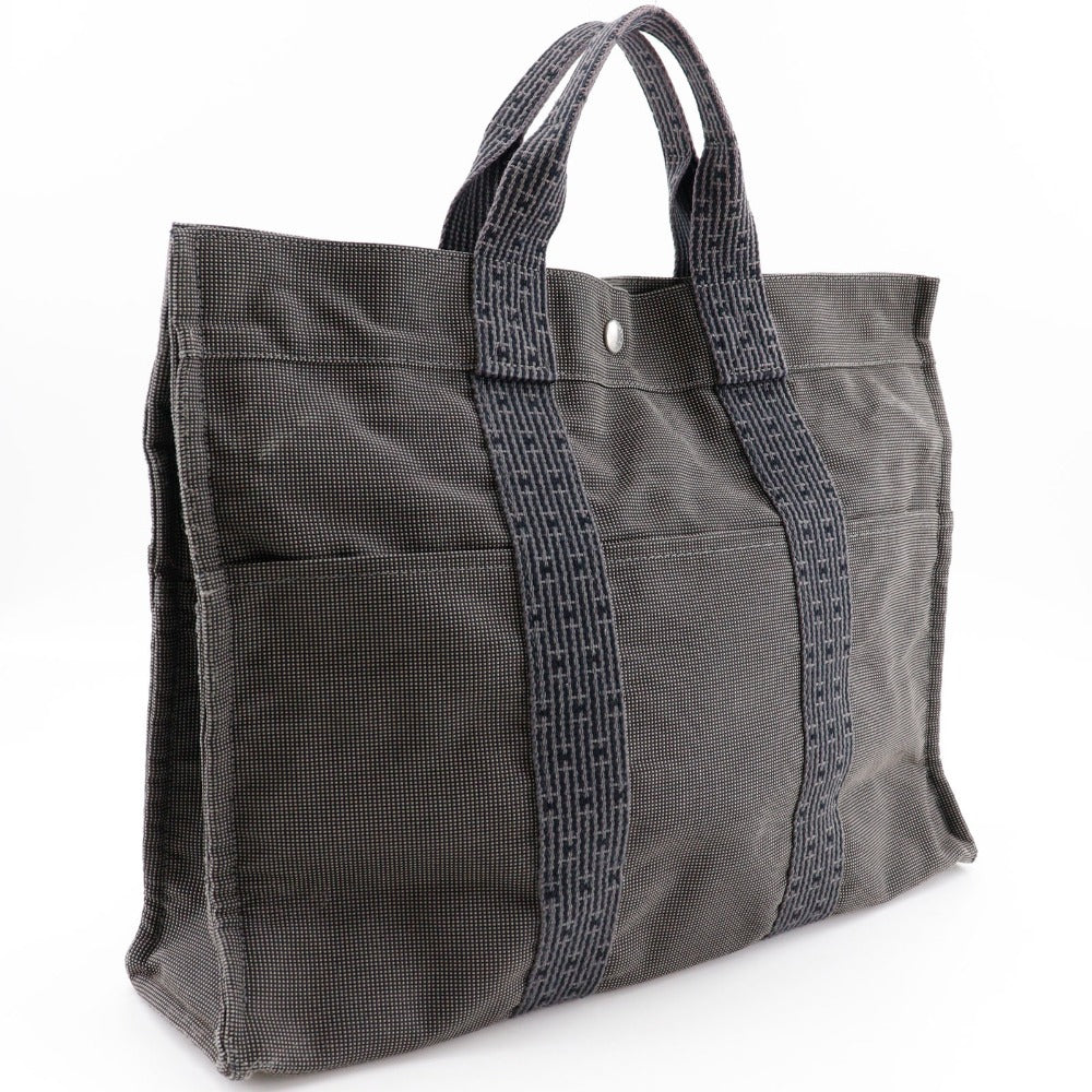 HERMES Handbag Nylon canvas gray Her LineTote MM unisex(Unisex) Used