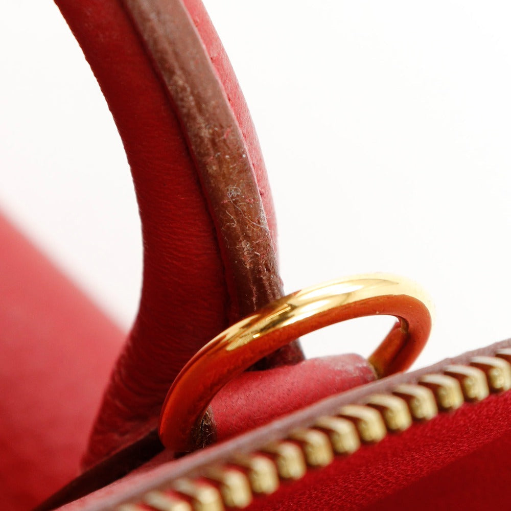 HERMES Handbag Taurillon Clemence Red/Gold Metal 2WAYShoulder Bored 35 Women Used