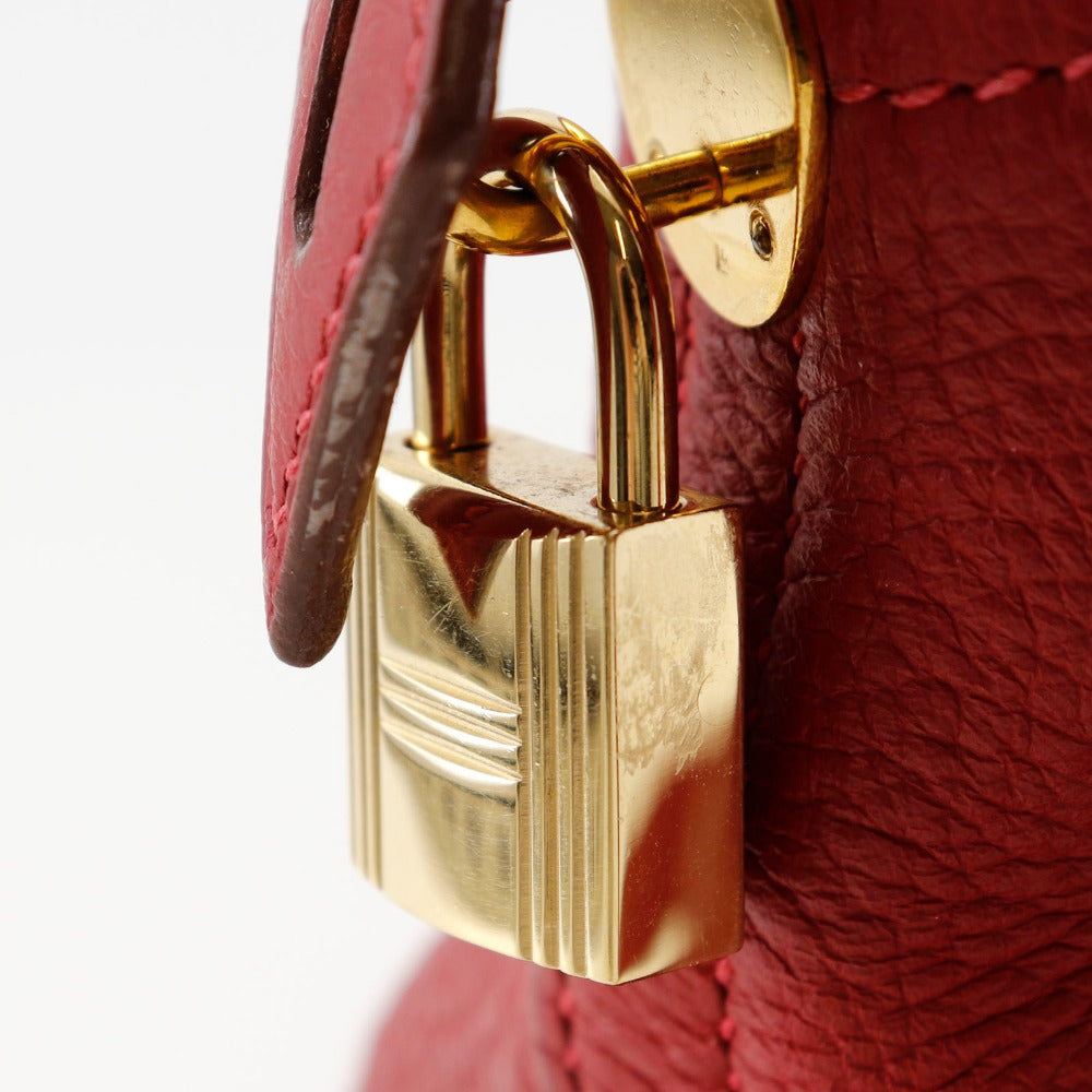 HERMES Handbag Taurillon Clemence Red/Gold Metal 2WAYShoulder Bored 35 Women Used
