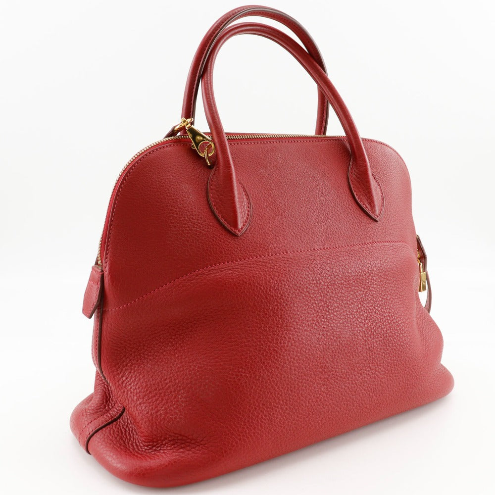 HERMES Handbag Taurillon Clemence Red/Gold Metal 2WAYShoulder Bored 35 Women Used