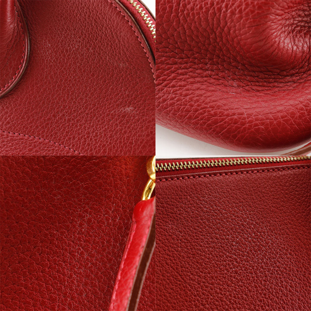 HERMES Handbag Taurillon Clemence Red/Gold Metal 2WAYShoulder Bored 35 Women Used