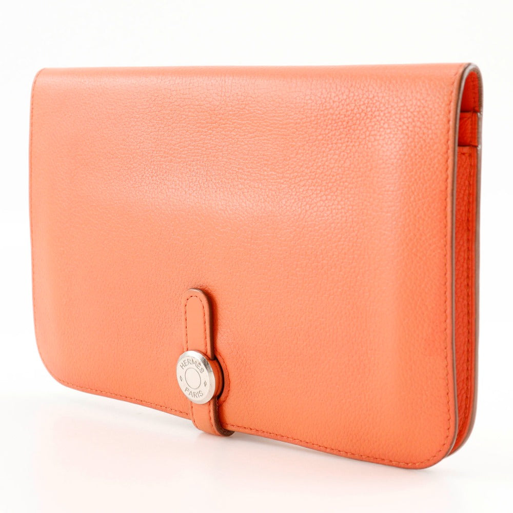 HERMES Long Wallet Purse Shave pink Dogon GM Women Used