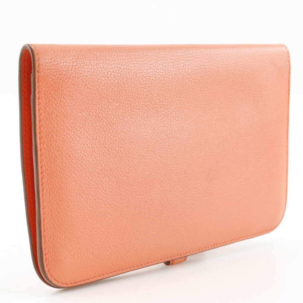 HERMES Long Wallet Purse Shave pink Dogon GM Women Used