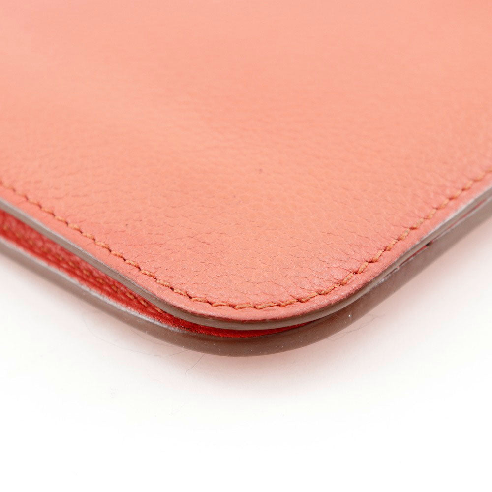 HERMES Long Wallet Purse Shave pink Dogon GM Women Used