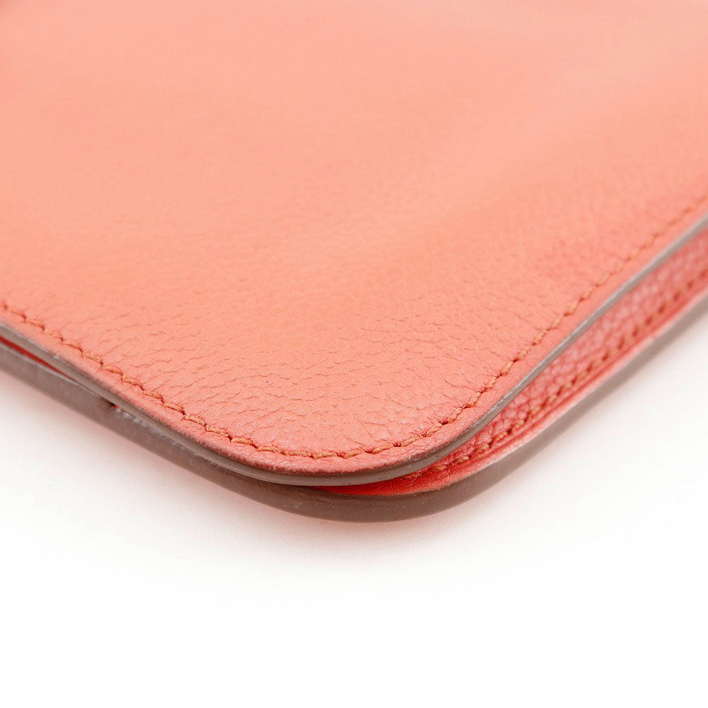 HERMES Long Wallet Purse Shave pink Dogon GM Women Used