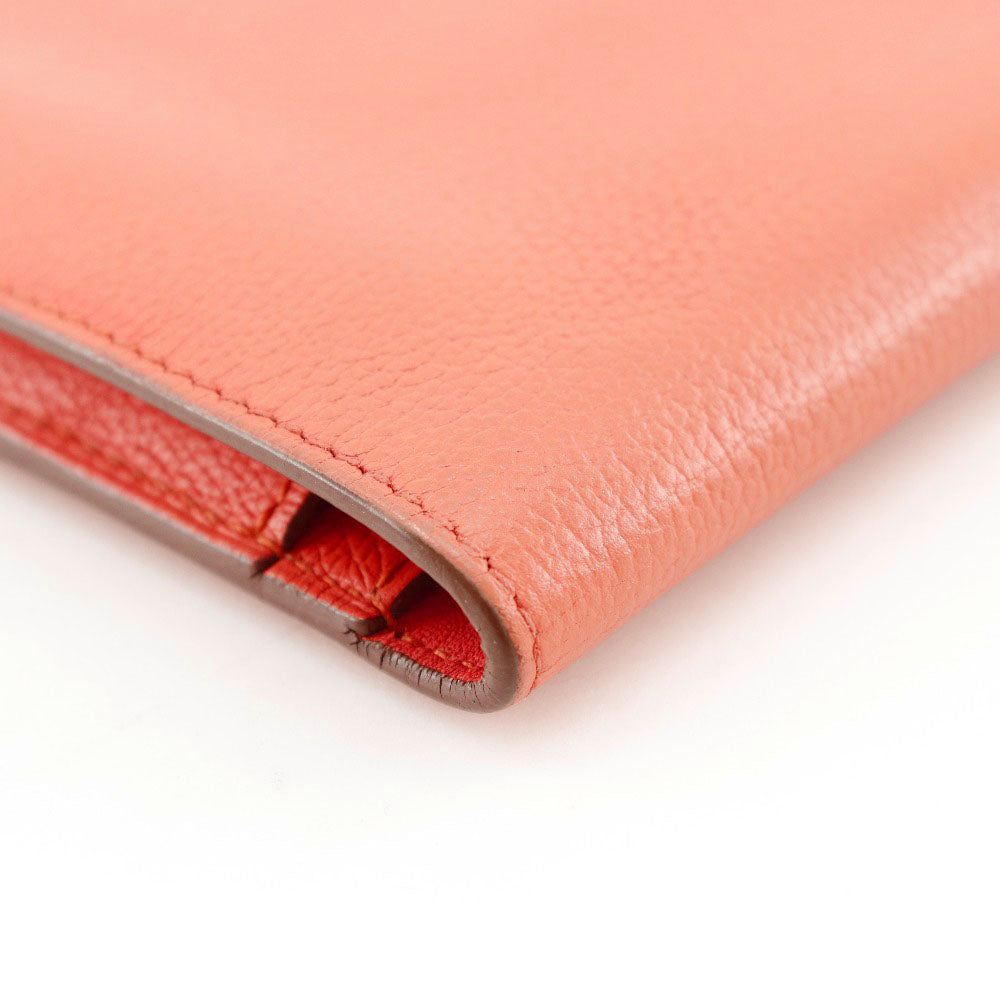 HERMES Long Wallet Purse Shave pink Dogon GM Women Used