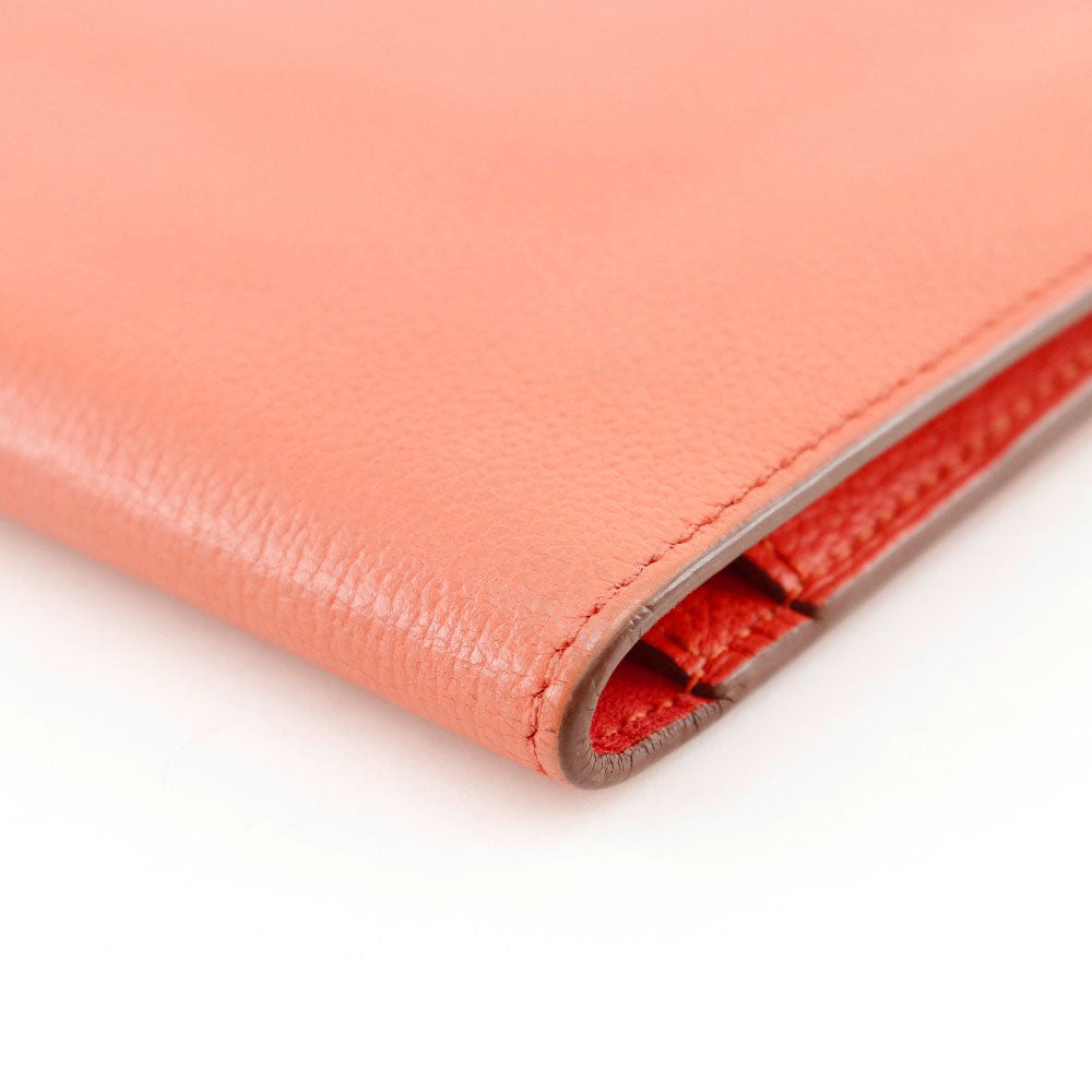 HERMES Long Wallet Purse Shave pink Dogon GM Women Used