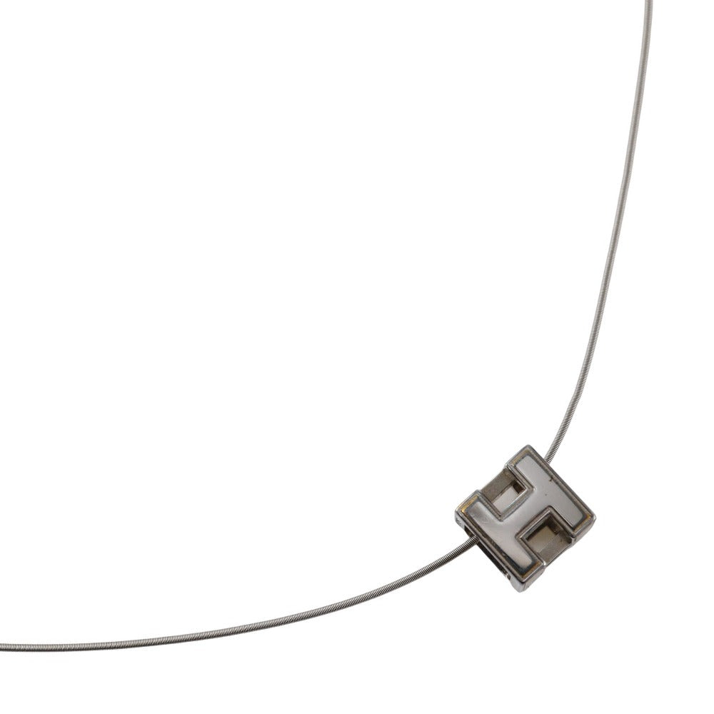 HERMES Necklace metallic Silver H cube Cardue Ash Women Used