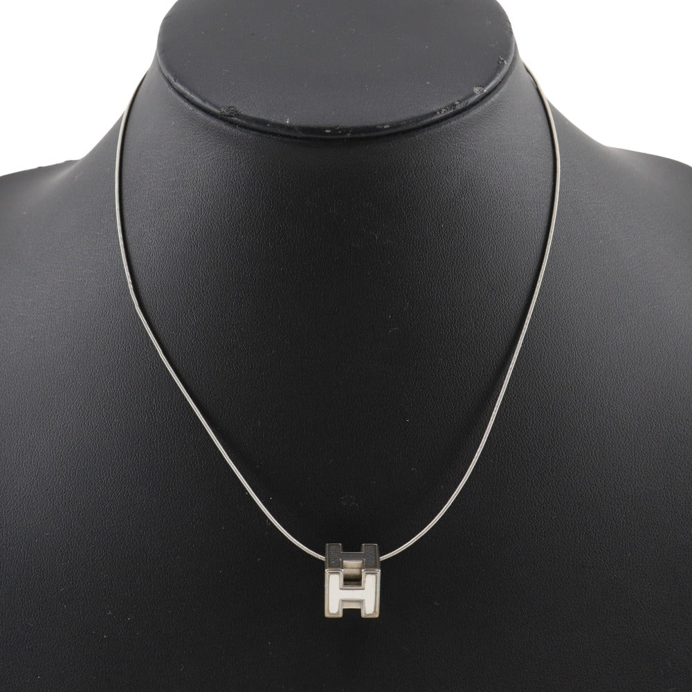 HERMES Necklace metallic Silver H cube Cardue Ash Women Used