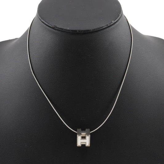 HERMES Necklace metallic Silver H cube Cardue Ash Women Used