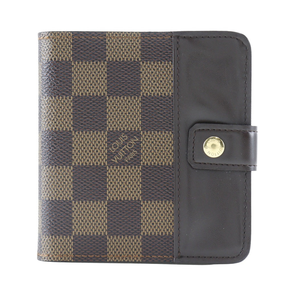 LOUIS VUITTON Bifold Wallet M61668 Damier canvas Brown Compact zip Women Used