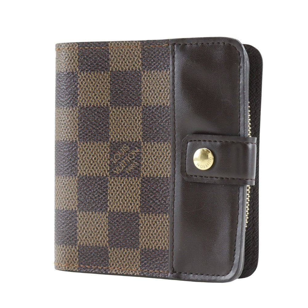 LOUIS VUITTON Bifold Wallet M61668 Damier canvas Brown Compact zip Women Used