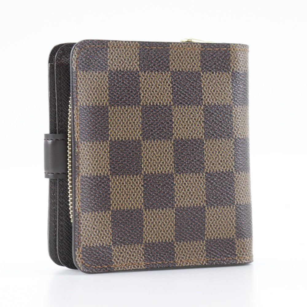 LOUIS VUITTON Bifold Wallet M61668 Damier canvas Brown Compact zip Women Used