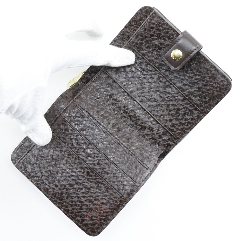 LOUIS VUITTON Bifold Wallet M61668 Damier canvas Brown Compact zip Women Used