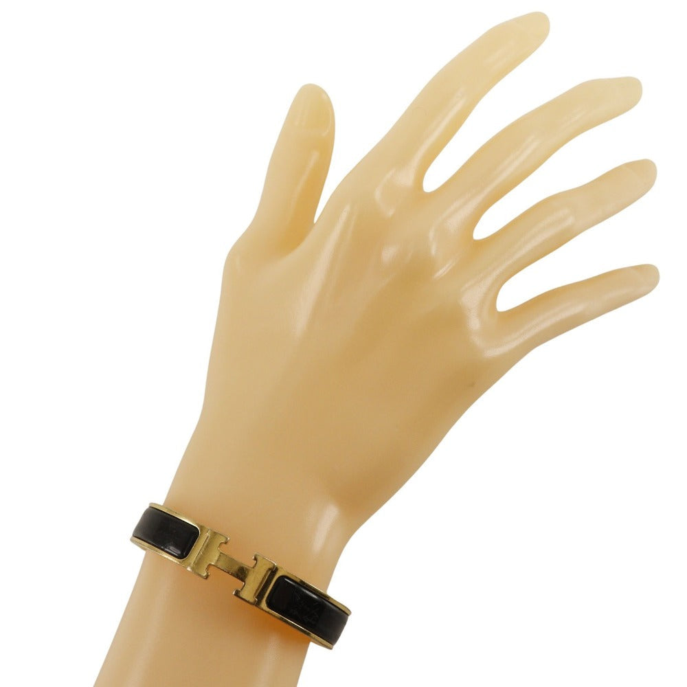HERMES Bangle Plated Gold black Click H Women Used