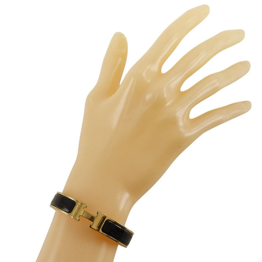HERMES Bangle Plated Gold black Click H Women Used
