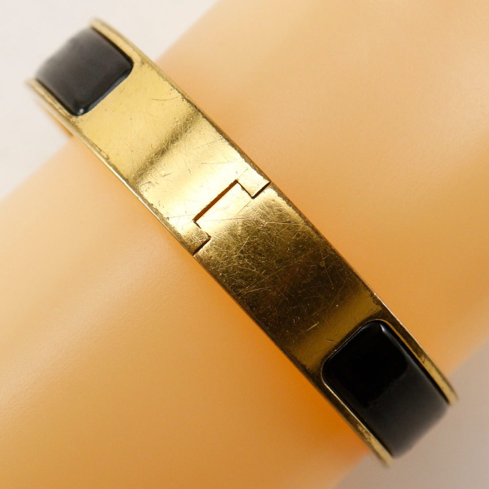 HERMES Bangle Plated Gold black Click H Women Used
