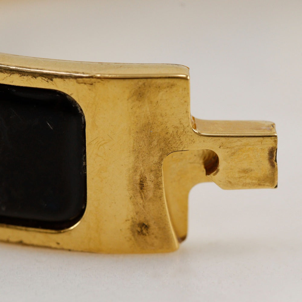 HERMES Bangle Plated Gold black Click H Women Used