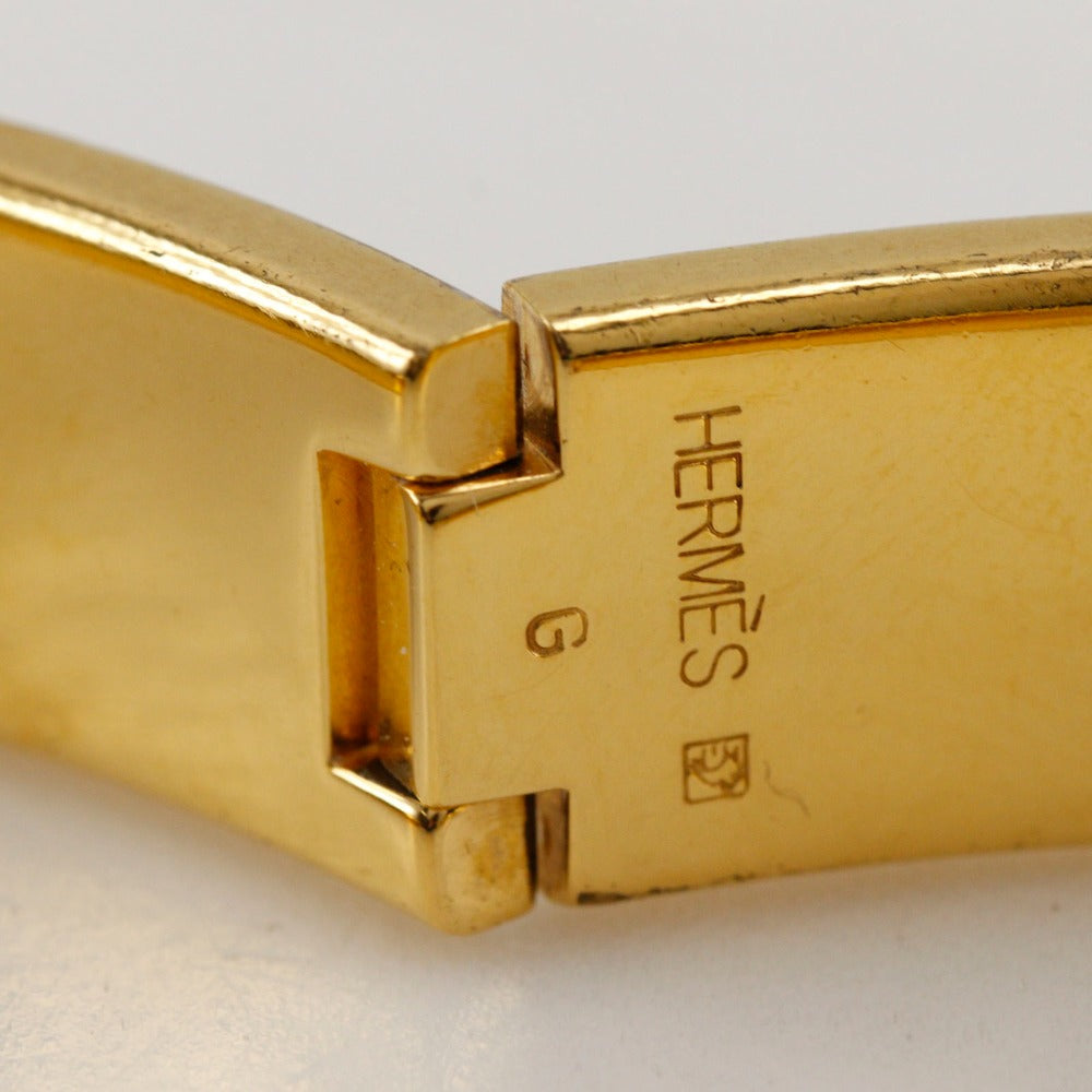 HERMES Bangle Plated Gold black Click H Women Used