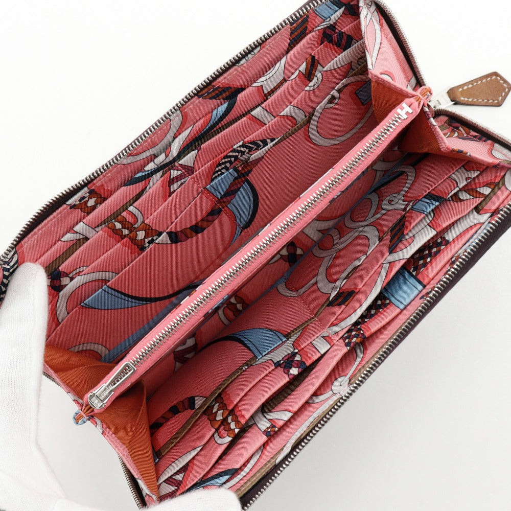HERMES Long Wallet Purse Epsom purple Azap Long Silk Inn Women Used
