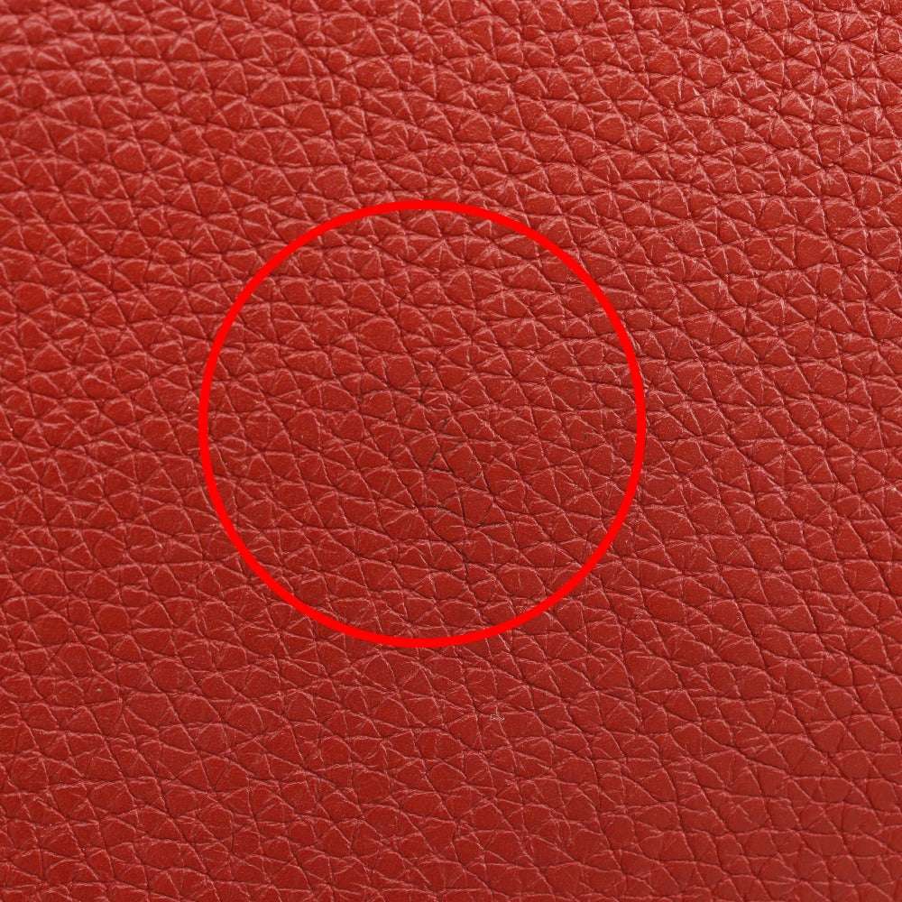 HERMES Long Wallet Purse Taurillon Clemence Red Dogon GM Women Used