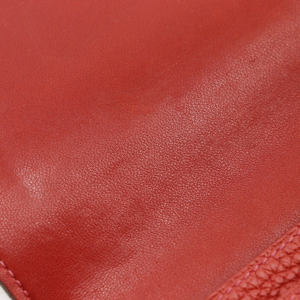 HERMES Long Wallet Purse Taurillon Clemence Red Dogon GM Women Used