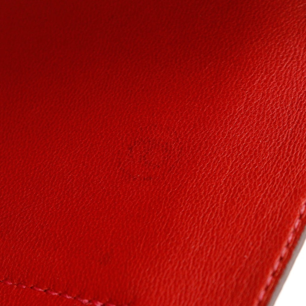 HERMES Long Wallet Purse Taurillon Clemence Red Dogon GM Women Used