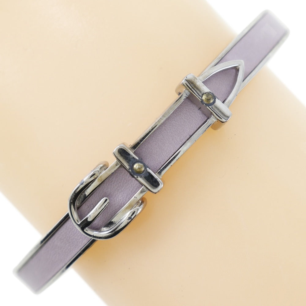 HERMES Bangle metallic Silver Belt motif Women Used