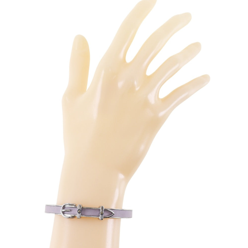 HERMES Bangle metallic Silver Belt motif Women Used