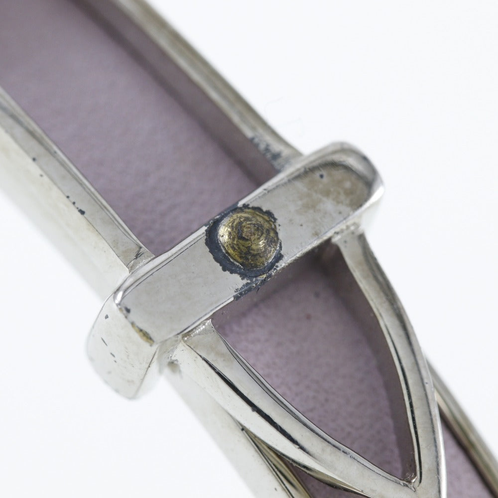 HERMES Bangle metallic Silver Belt motif Women Used