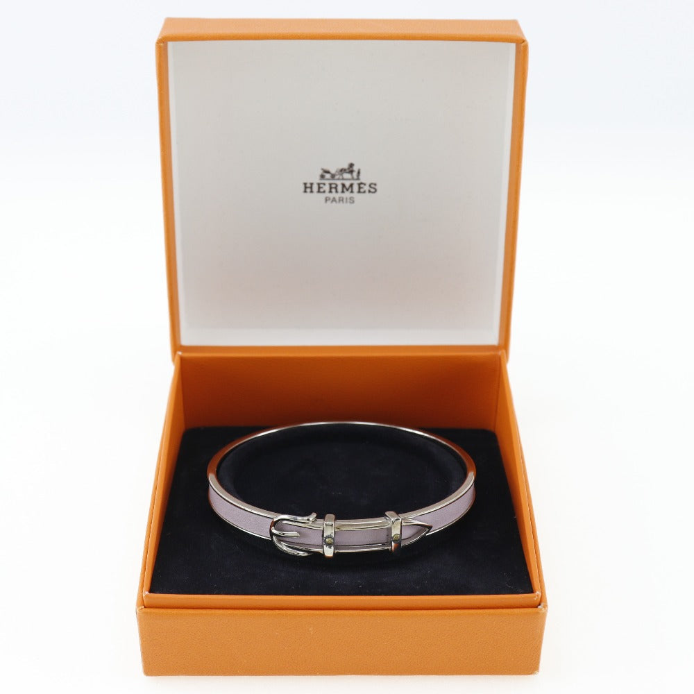 HERMES Bangle metallic Silver Belt motif Women Used