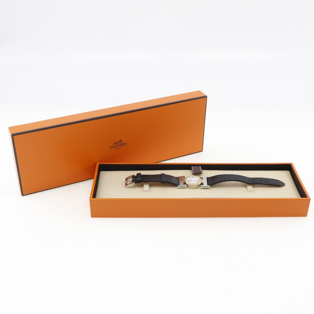 HERMES Watches Quartz PA1.220 Stainless Steel , Leather gold paprika White dial Women Used
