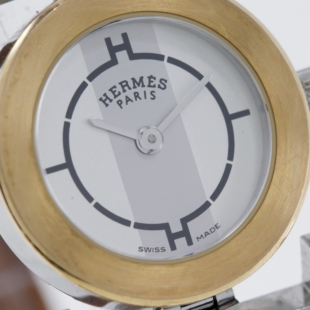 HERMES Watches Quartz PA1.220 Stainless Steel , Leather gold paprika White dial Women Used