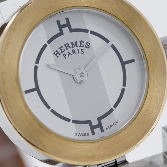 HERMES Watches Quartz PA1.220 Stainless Steel , Leather gold paprika White dial Women Used