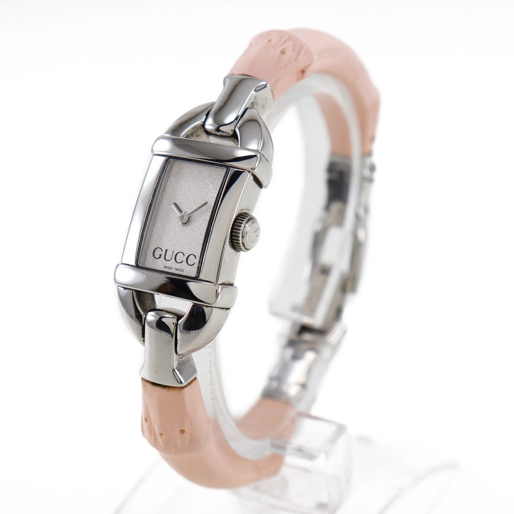 GUCCI Watches Quartz 6800L Stainless Steel, Rubber pink Bamboo White dial Women Used