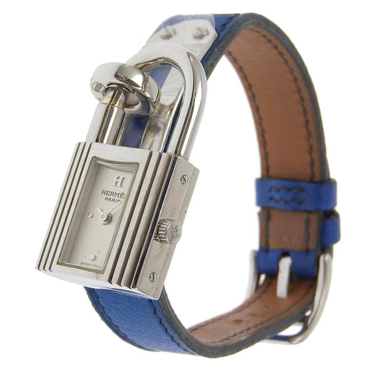 HERMES Watches Quartz Silver925 , Leather blue Kelly watch Silver dial Women Used
