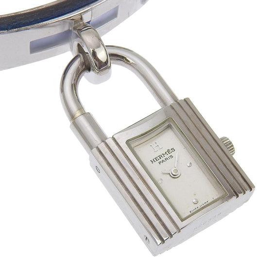 HERMES Watches Quartz Silver925 , Leather blue Kelly watch Silver dial Women Used